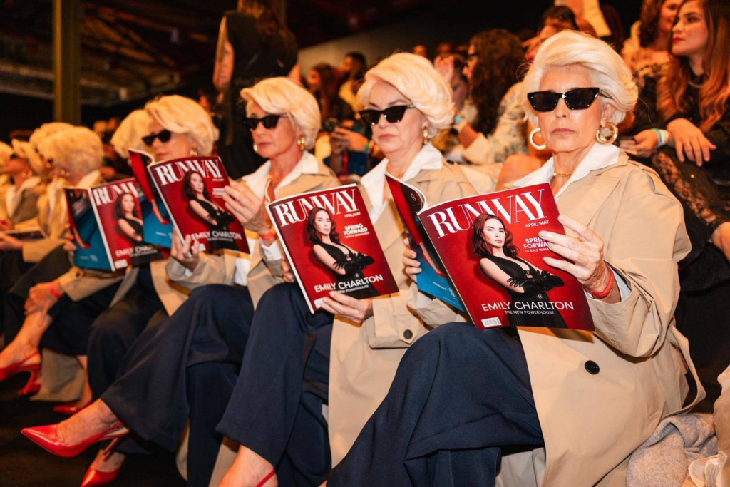 Miranda Priestly lookalikes at the Rio Fashion Week to promote Devil Wears Prada 2