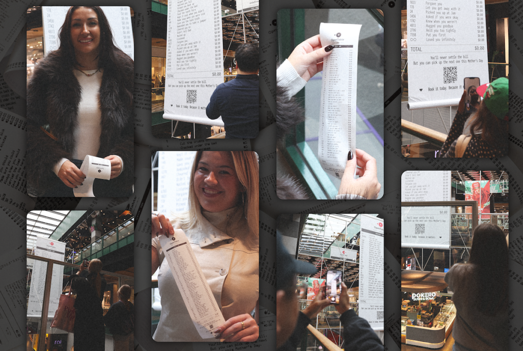 OpenTable's "Billboard" Totalled a Lifetime of Unpaid Maternal Labour and Arrived at $0.00 OpenTable billboard showing lifetime of unpaid labour with receipt totaling zero dollar