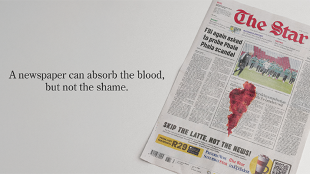 "A Newspaper Can Absorb the Blood, But Not the Shame": South Africa's Most Uncomfortable Front Page