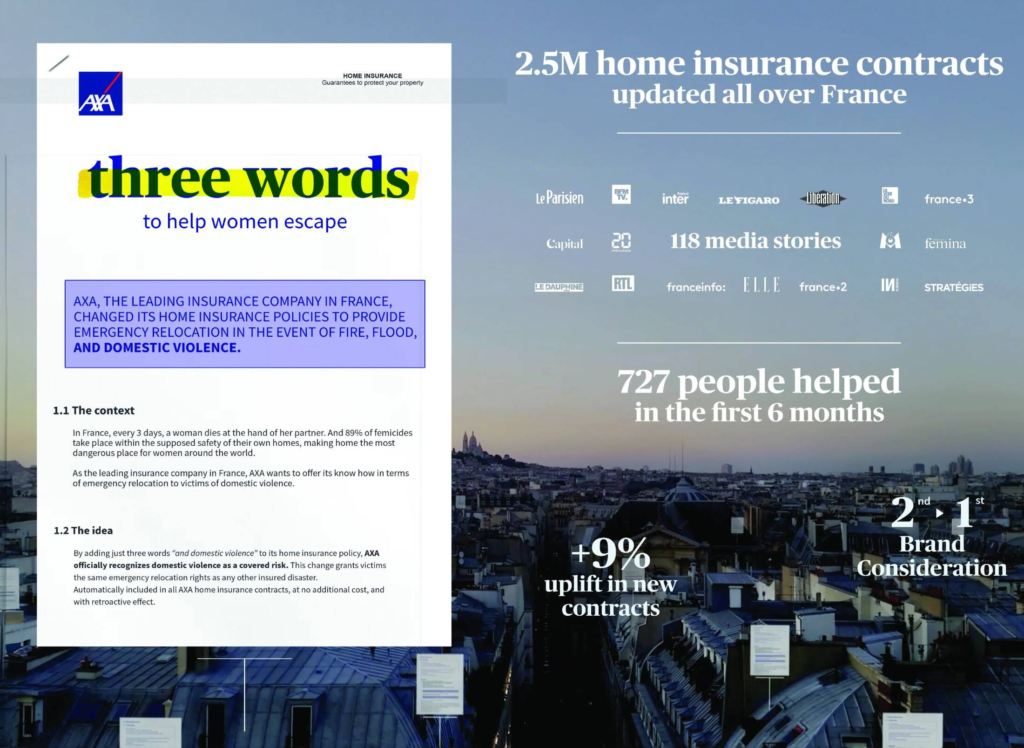 Home Insurance Policy AXA added "And Domestic Violence" to help women escape in France image