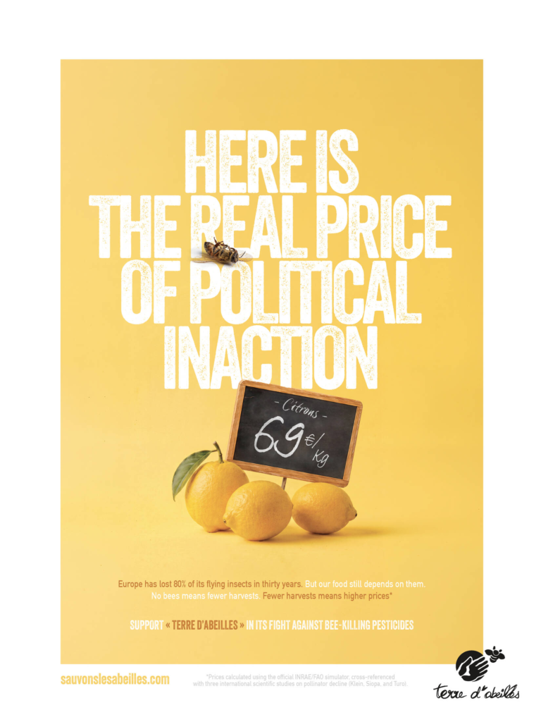 French Bee Conservation NGO Showed What Food Costs Without Bees, 15X A French Market Raised Its Prices by 15x for One Day. The Bill Was the Campaign.