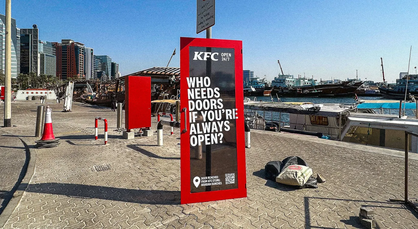 KFC UAE removed its restaurant doors to prove it was open 24/7 kfc open247 uae