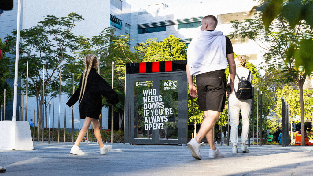 KFC UAE removed its restaurant doors to prove it was open 24/7 KFC Removed Its Restaurant Doors to Prove It Was Open 24/7. The Doors Became the Campaign.