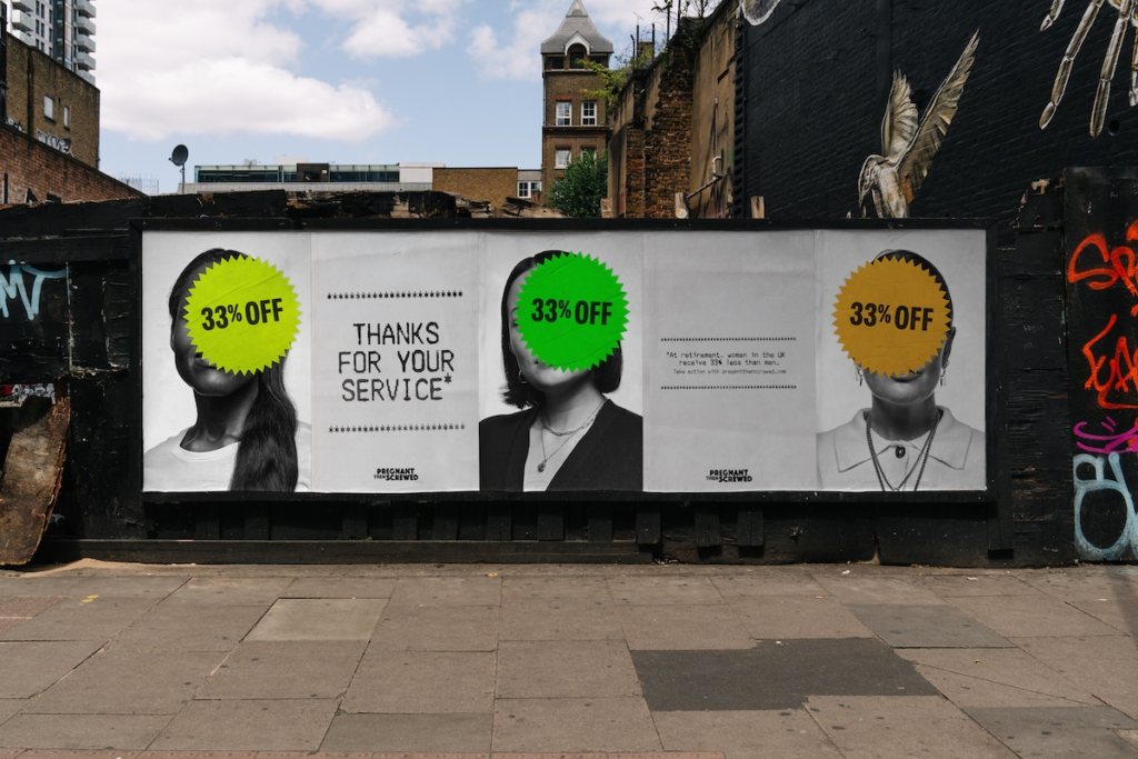 UK charity puts "33% OFF" on women, showing pension gap costs them at retirement