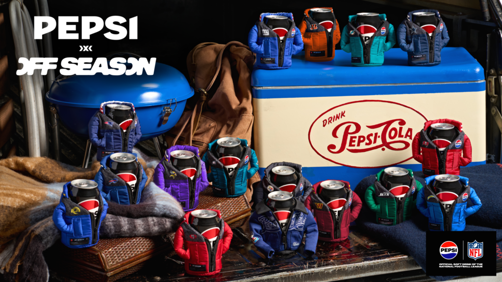Pepsi dressed its cans in mini NFL puffer jackets under “Tailgating Deserves Pepsi”