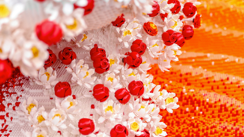 LEGO turned a former oil tank in Shanghai into a wave of 380,000 flowers